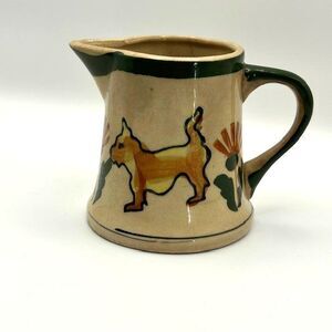 Vintage Painted Dainty Creamer w/Dog & Flowers market Japan